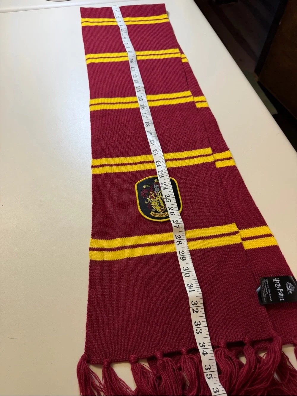 Gryffindor-Inspired Kids Knit Scarf in Maroon and Yellow